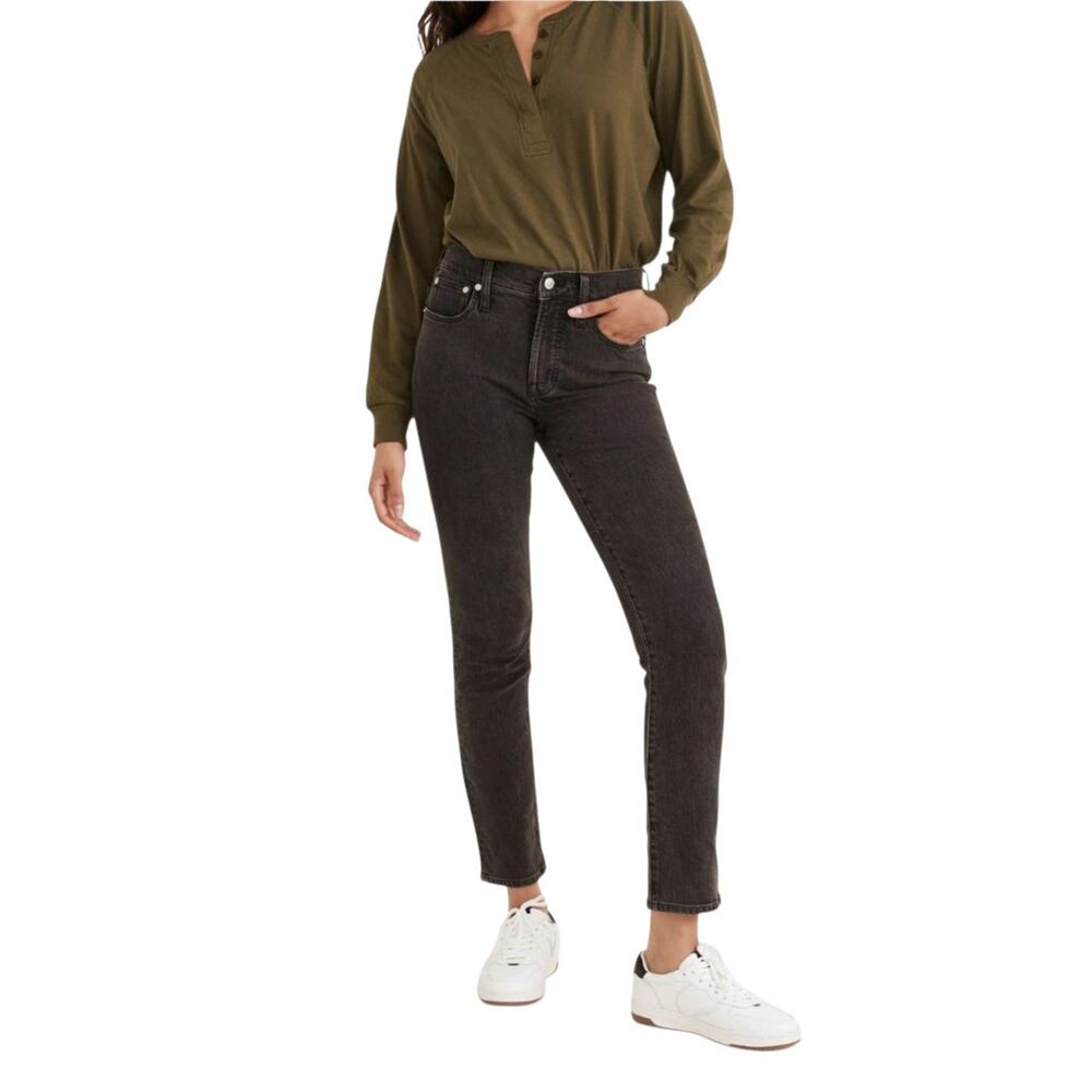 Madewell Jeans Womens 29 Mid Rise Perfect Vintage Black Cropped Normcore Stretch